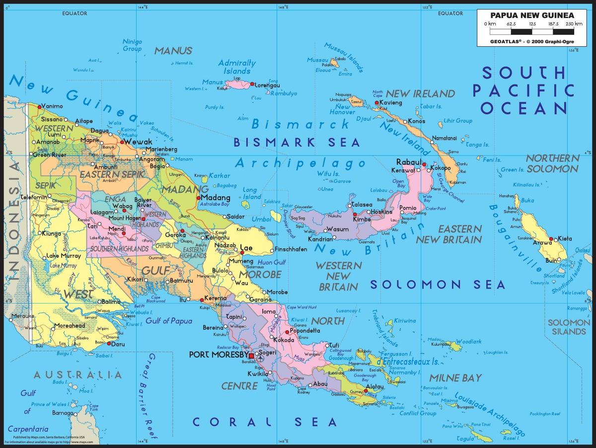 mapa detallado de papúa nova guinea