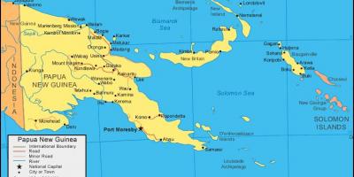 Mapa de papúa nova guinea e os países veciños