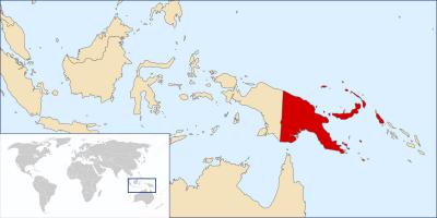 Papúa nova guinea localización no mapa do mundo